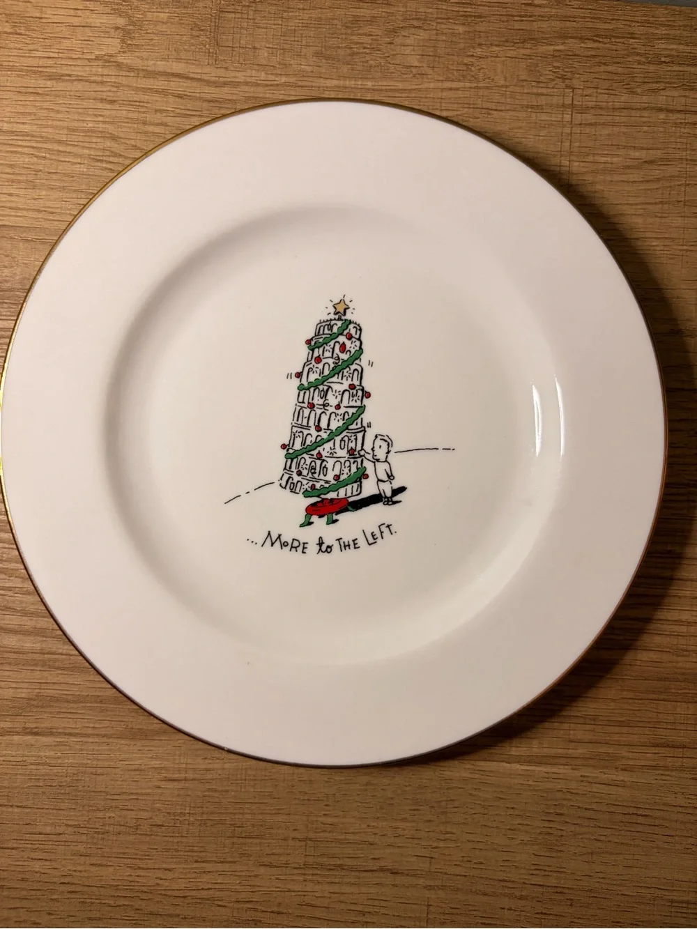 1999 Merry Masterpieces First Edition Christmas Travel Plates Set of 8 Gold